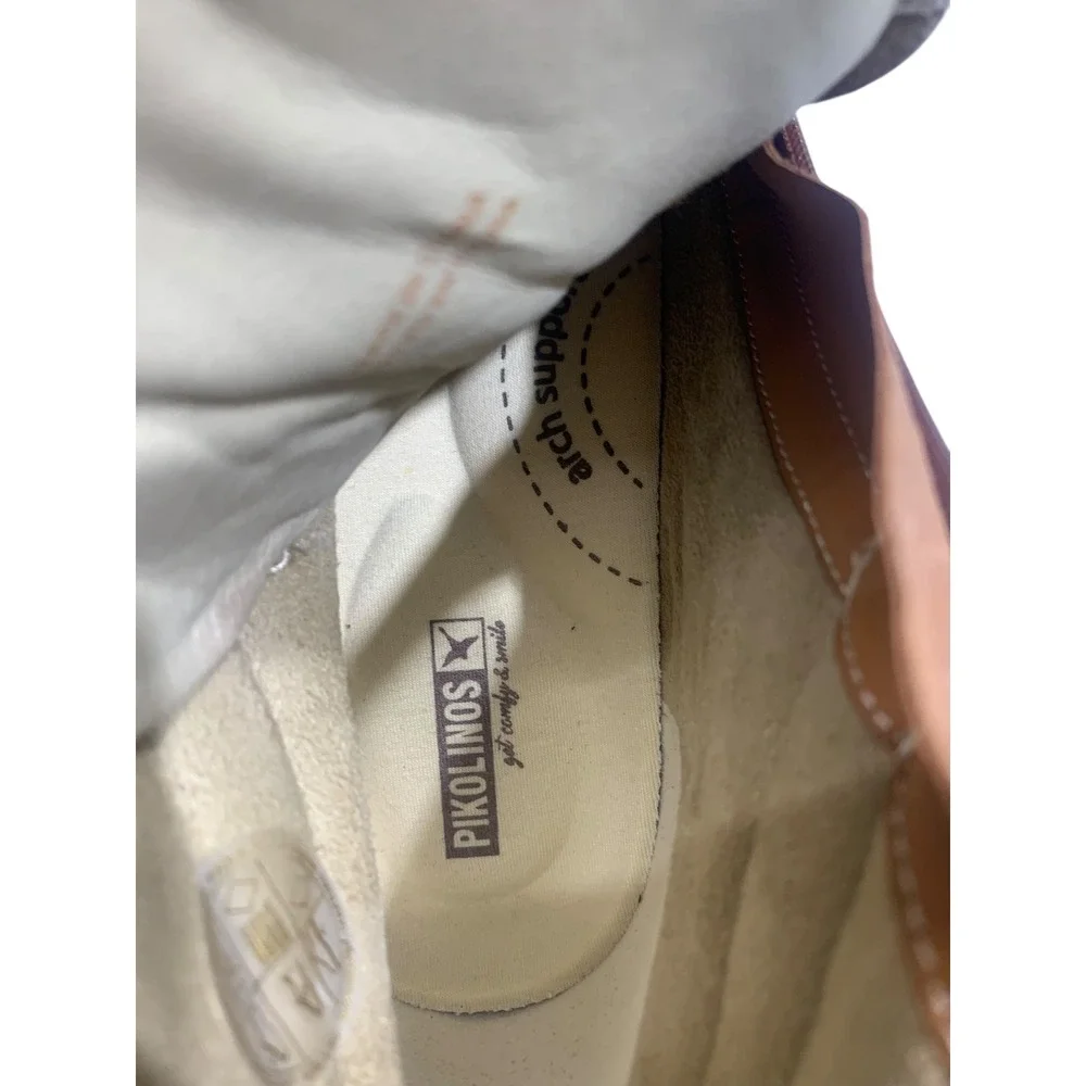 Pikolinos‎ Men's Leather Ankle Boots Lace Up Side Zip Brown Size 40 EU